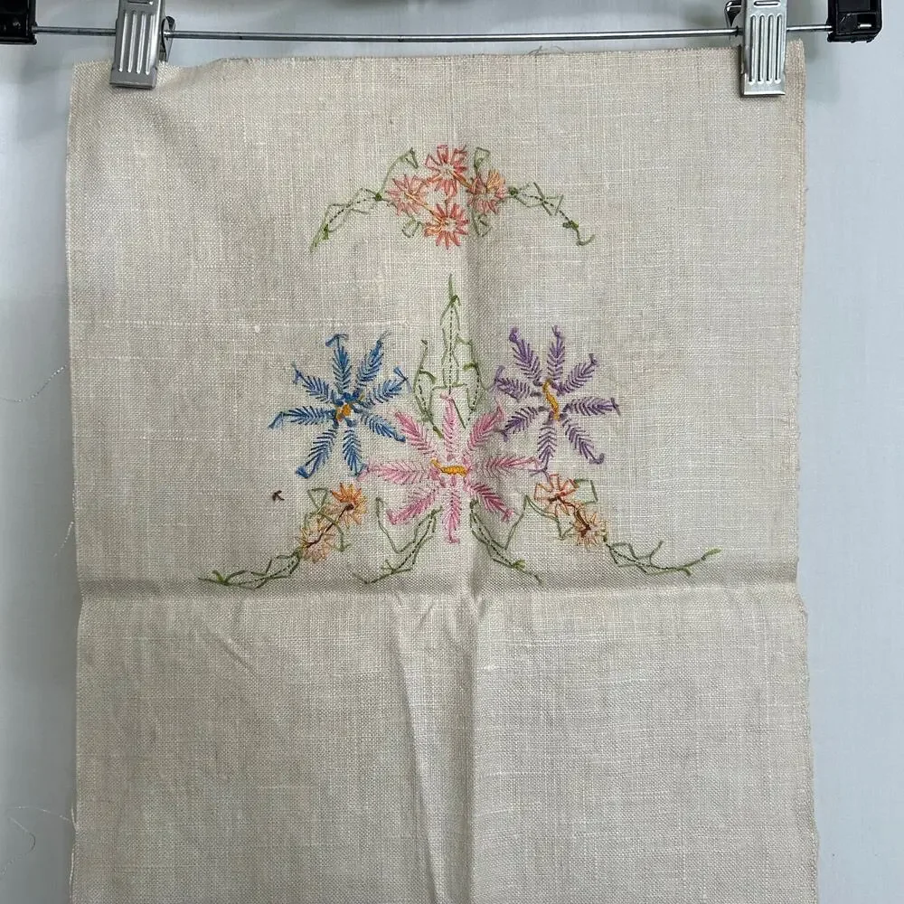 Vintage Prime Needleart Co #1085 Stamped Linen Floral‎ Runner Unfinished Project